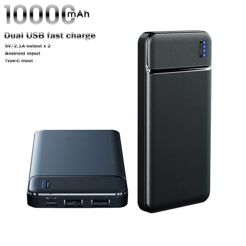 10000mAh Power Charge Bank Slim LCD Black