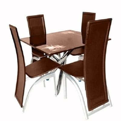 Classic Dining Table With 4 Classic Chairs - Brown