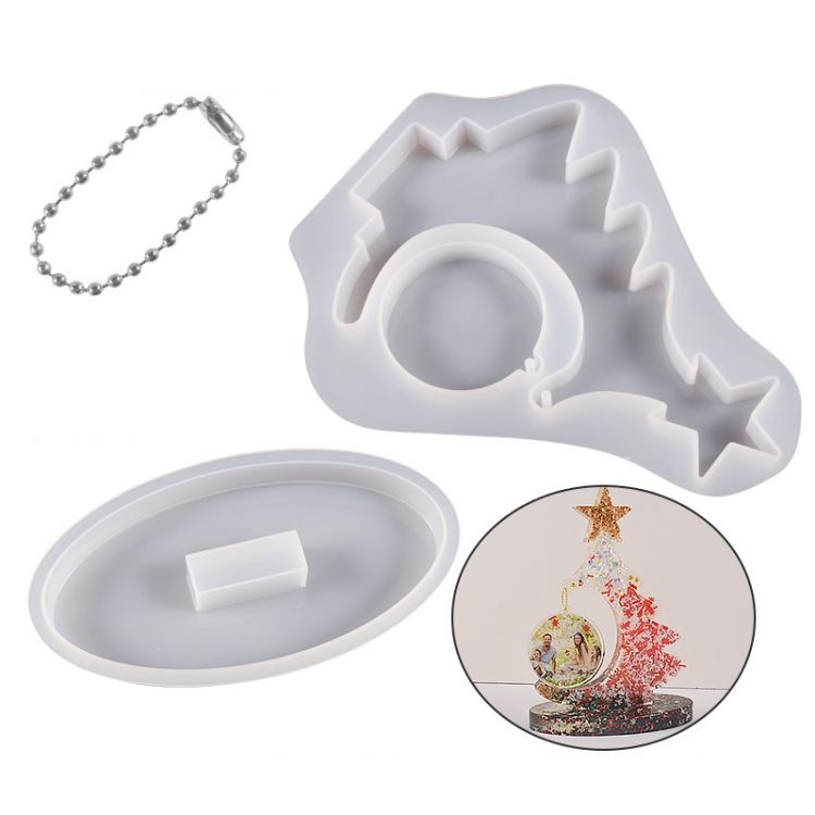 Crystal Epoxy Christmas Mold With 10pcs Silver Bead Chain