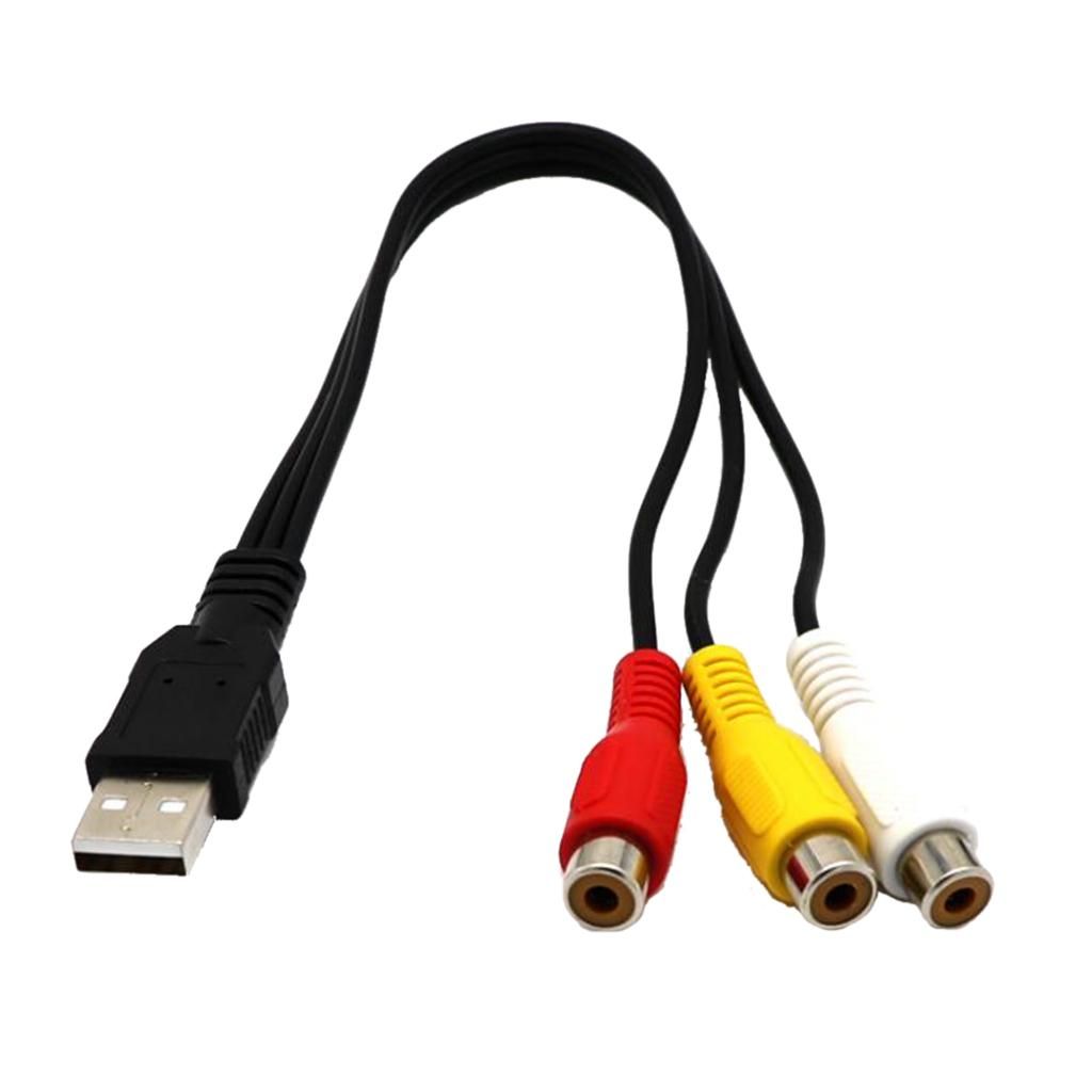 USB Male To 3 RCA Female Video AV Cord Converter Adapter