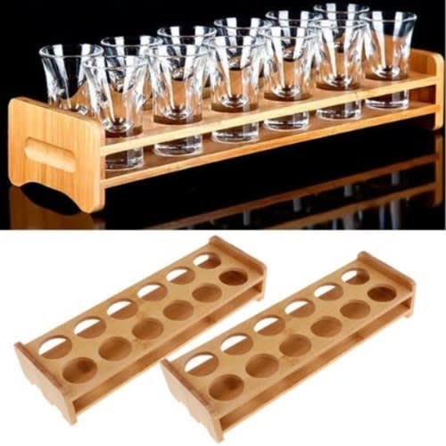 A&S Bamboo 12 Holes Shot Glass Tray Holder/ Display Stand