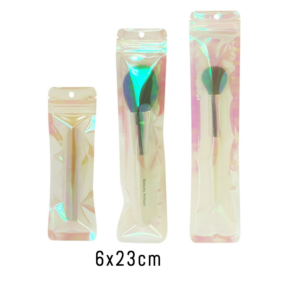 Rainbow Clear Flat Zipper Ziplock Storage Bag Plastic Packaging Bags Es For Jewelry Lip Gloss Candy Food Eyelash Storage-12 Pcs