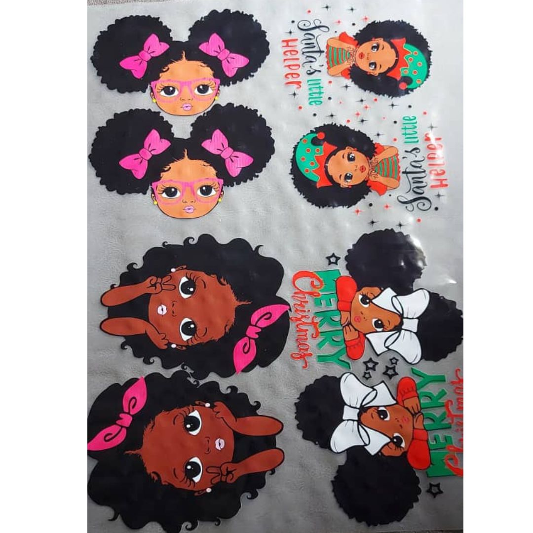 Borderless DTG Iron On T-shirt Cartoon Stickers - 5 Images Size A5