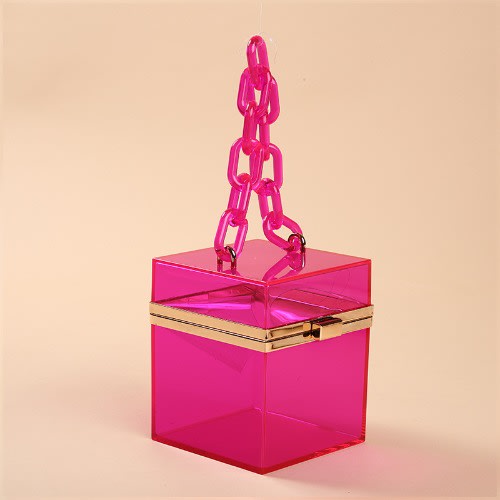 Acrylic Transparent Clear Pink Clutch Purse