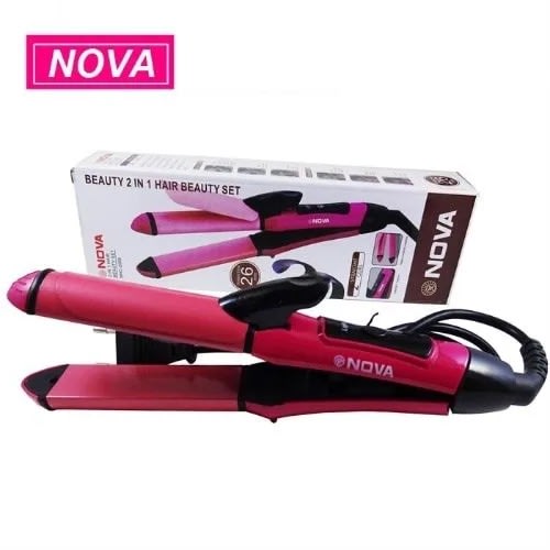 2-in-1 Ceramic Plate Hair Straightener With Curler