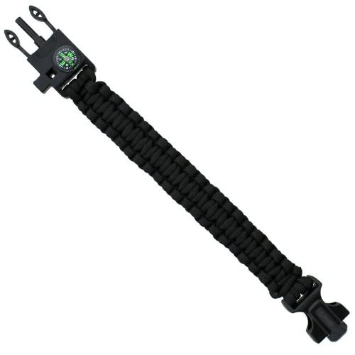 Survival Paracord Compass Bracelet - Black