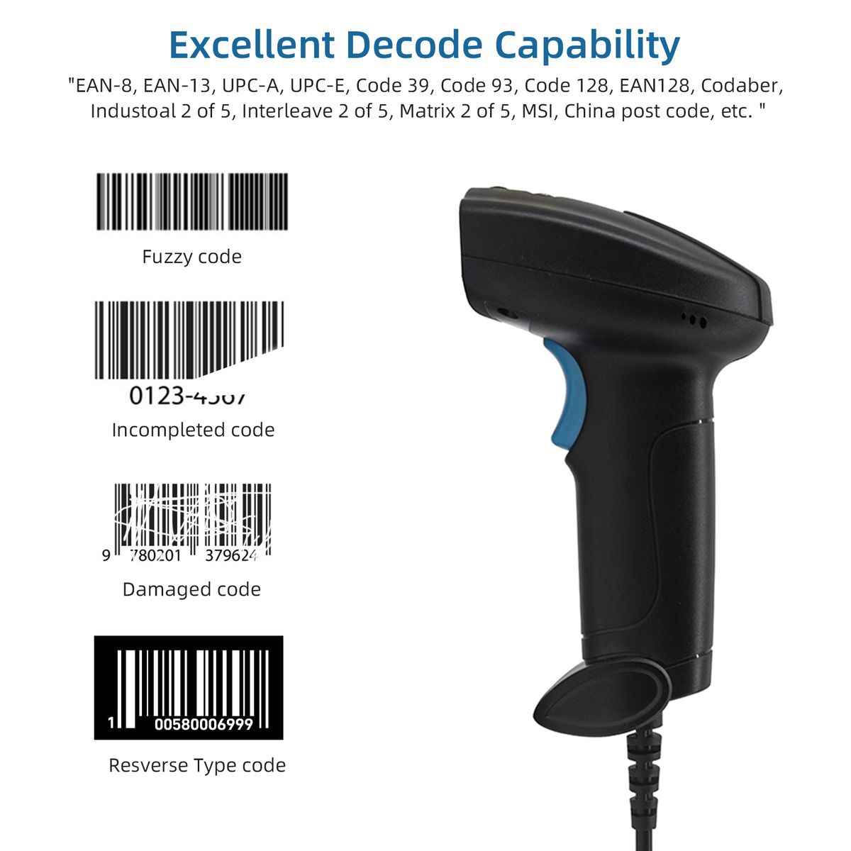 1D Barcode Scanner Handheld Wireless Bar Code Reader Manual