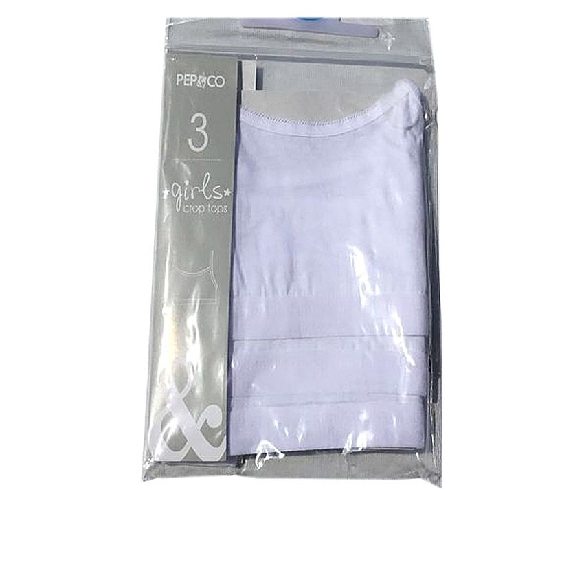 Girls Back To School 3 Pack Cotton Crop Tops