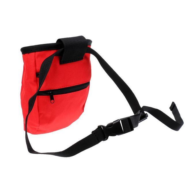 Chalk Bag Fleece Lining And Belt Loop For Rock Climbing Caving Red