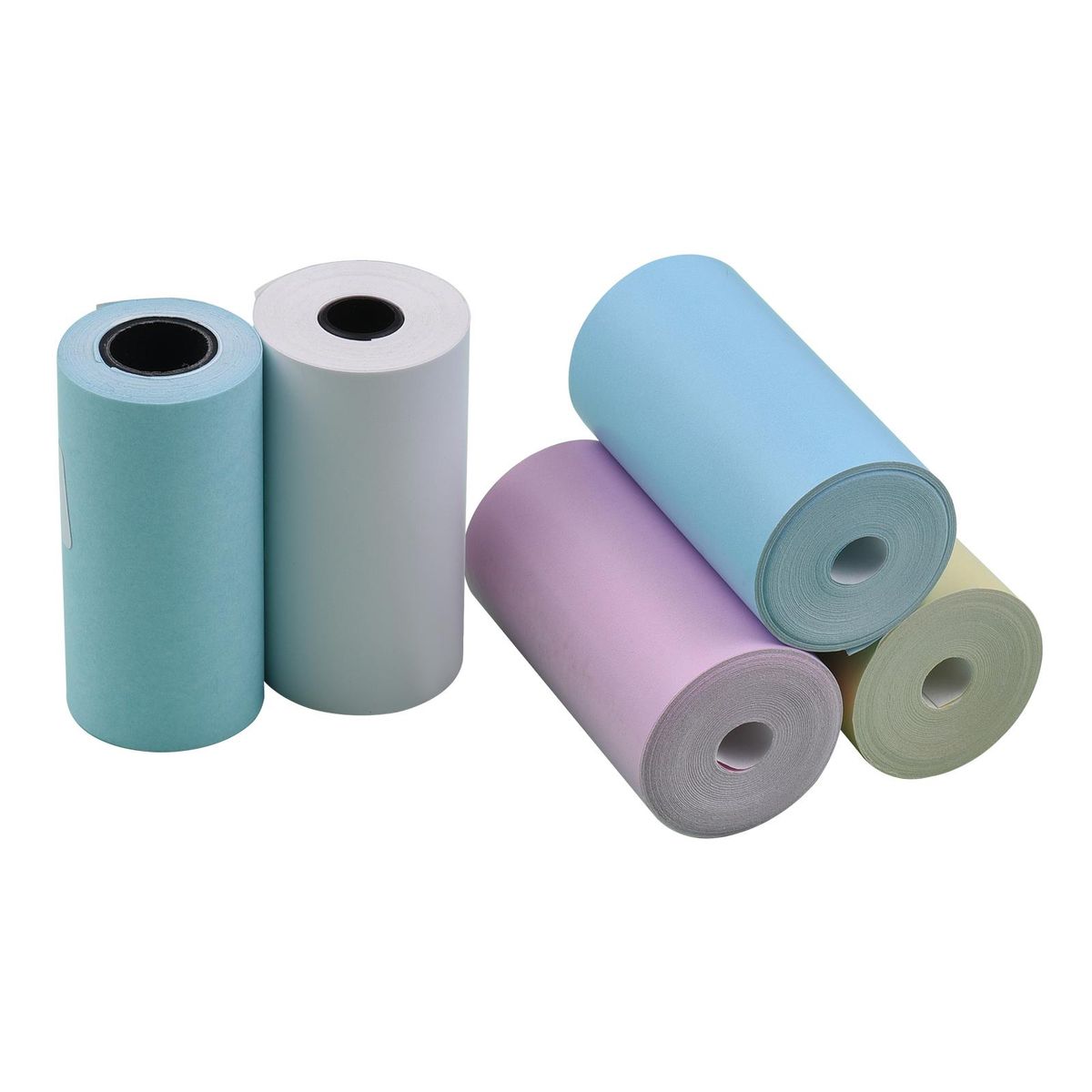 5pcs Color Thermal Paper Roll Set 57x30mm/2.17x1.18in Photo Picture Receipt Memo Printing Compatible with Peripage/Paperang Pocket Printer Instant Photo Printer
