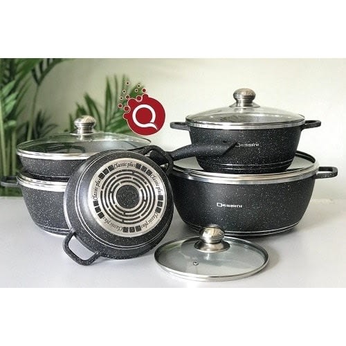 12pcs Granite-coating Cookware Set - Black