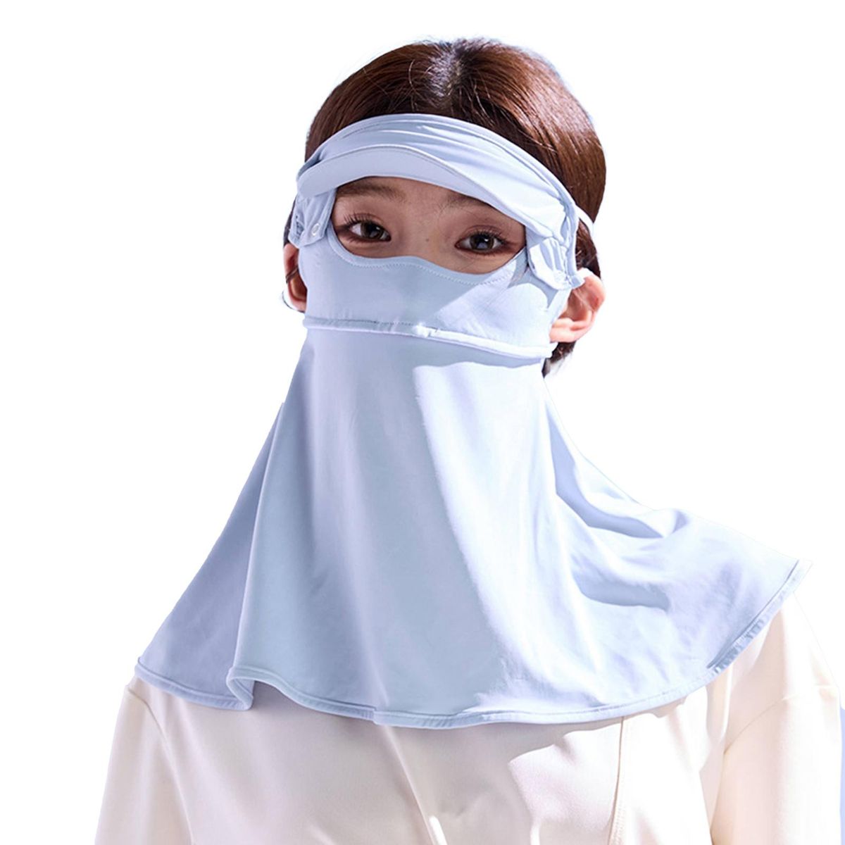 Summer Sunscreen Face Hood Cool Touch Breathable-Blue