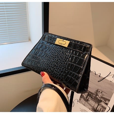 Crocodile Embossed Square Bag