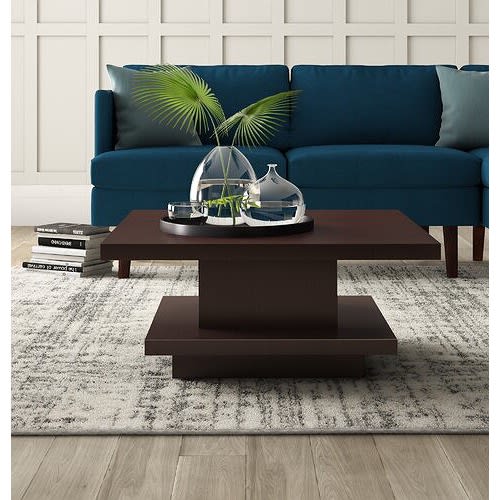 Pedestal Coffee Table With Storage - Brown