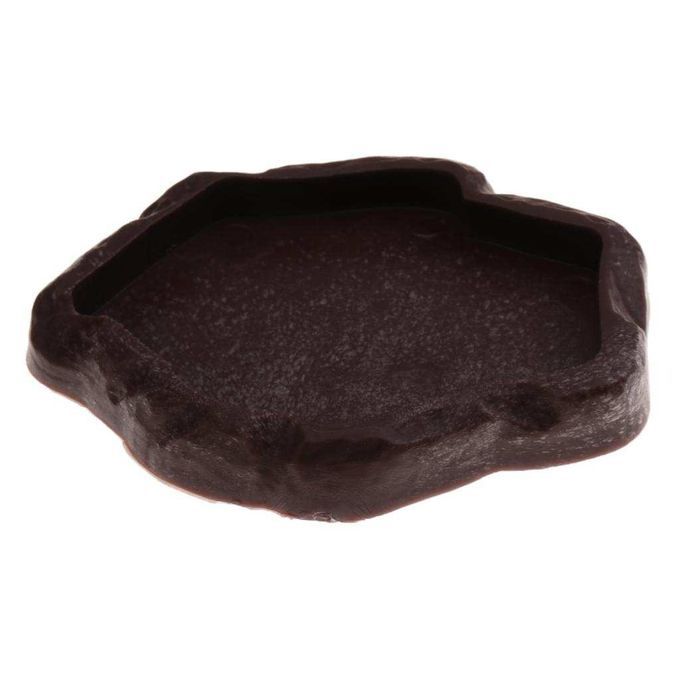 Pet Reptile Tortoise Drink Bottle Bowl Food Water Dispenser Brown S