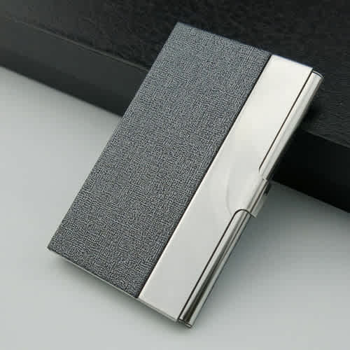 Executive Stainless Steel Business Card Holder Wallet- - Grey