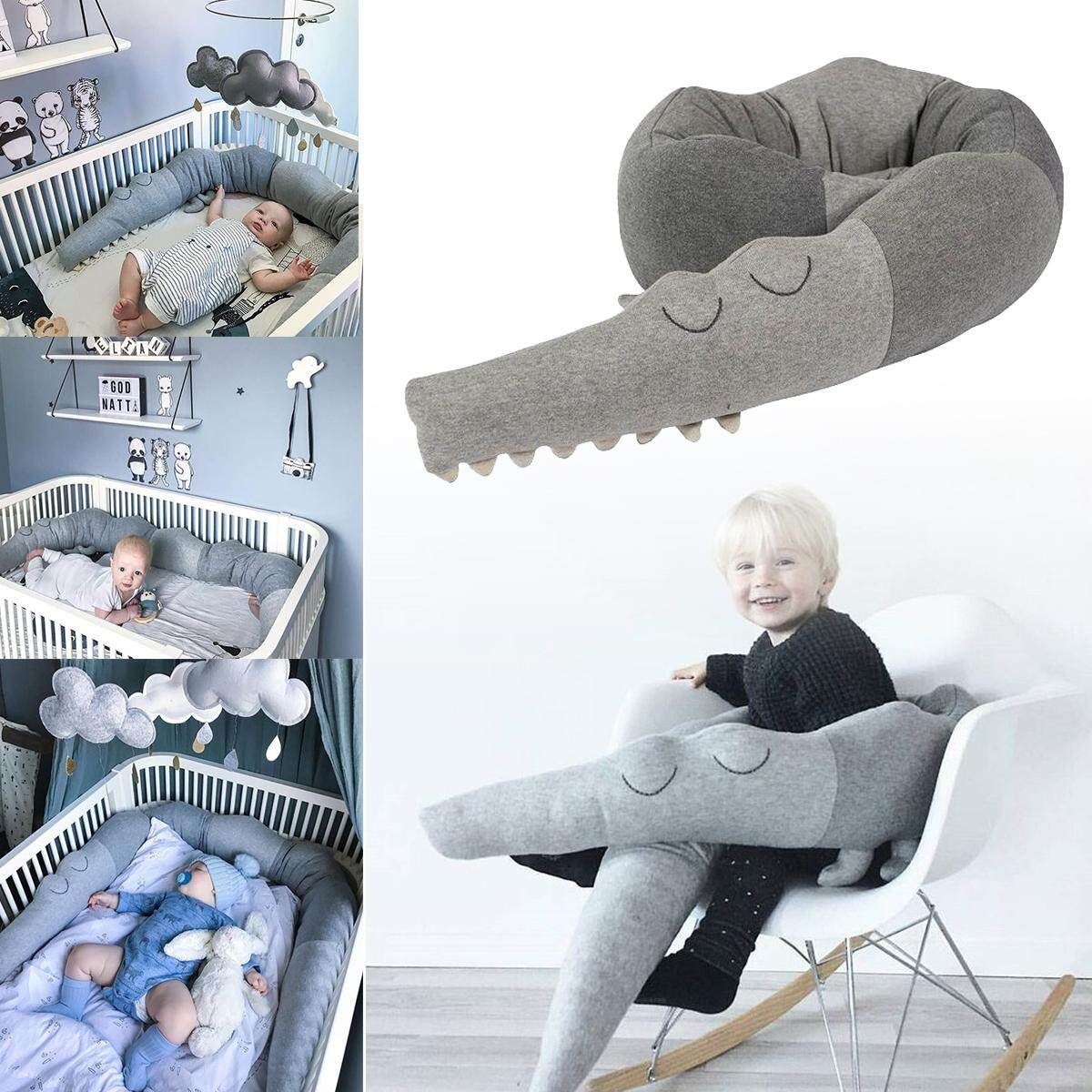 185cm Cotton Baby Crib Bed Bumpers Crocodile Doll Pillow Cushion Kids Nursery Bedding Cot Room Decor