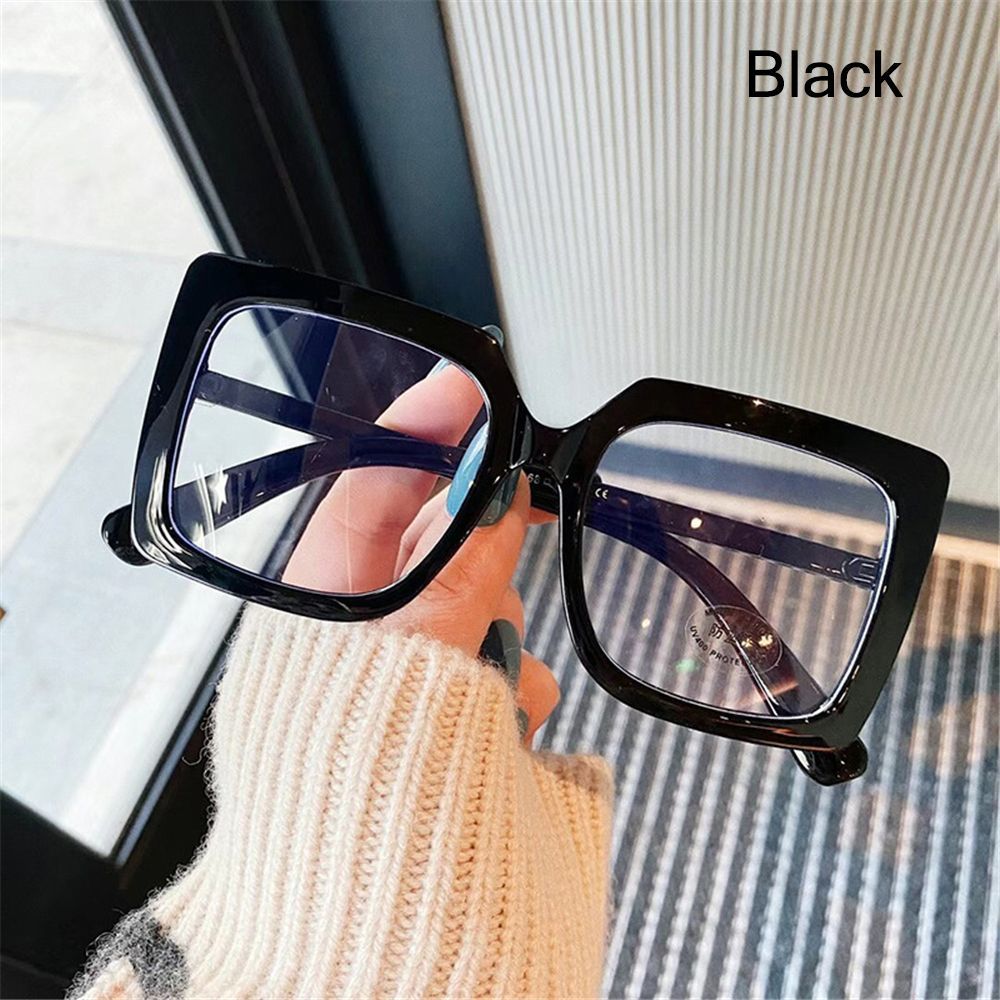 (black)Clear Square Glasses Women Fashion Oversized Transparent Opticalasses