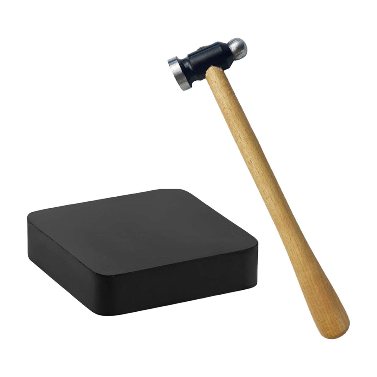 Steel Mallet With Square Rubber Bench Block Jewellers Tool Non Slip