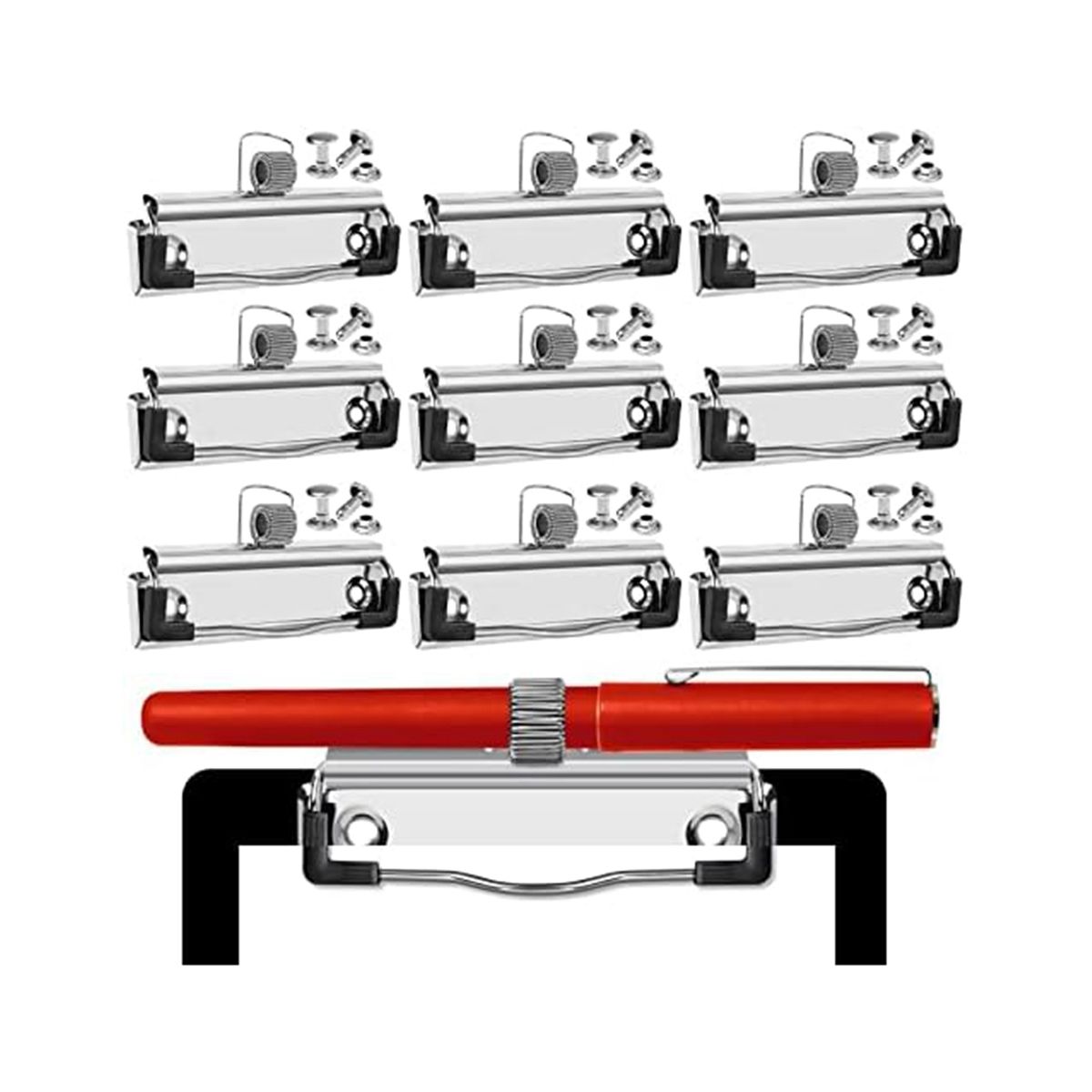 14 Pack Mountable Clipboard Clips with Pen Holder Clipboard Clips Hardware Clipboard Clamp Hardware for Office School