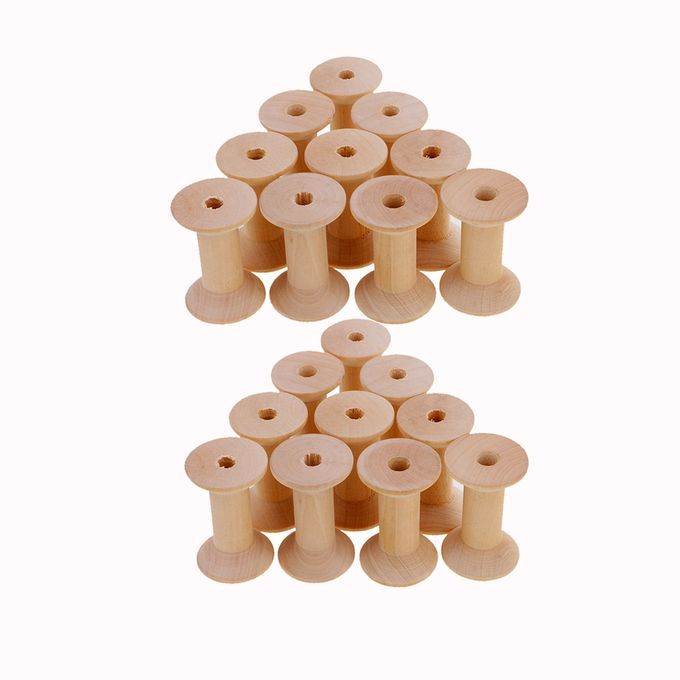20pcs Wooden Empty Thread Spools Reels Bobbins For Sewing Ribbons