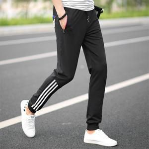 Informal cotton pants for men Sportswear tight for gym Striped Bodybuilding autumn