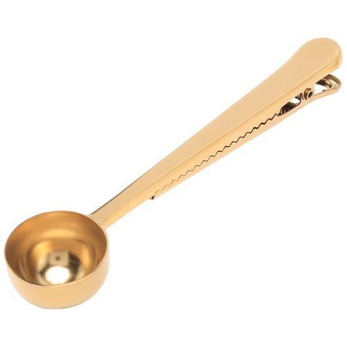 Gold Stainless Steel Coffee Scoop With Bag Seal