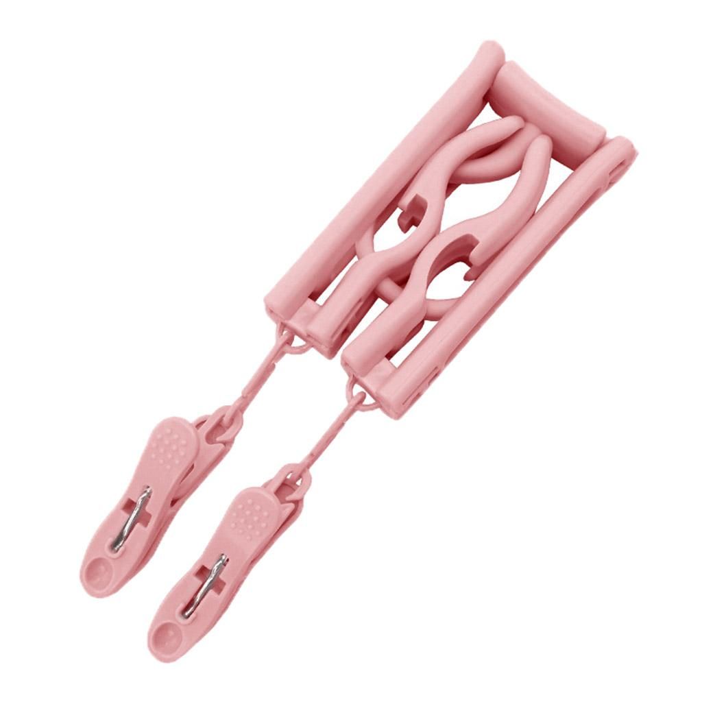 Travel Folding Clothes Hanger Non-slip Underwear With Clip Drying Pink