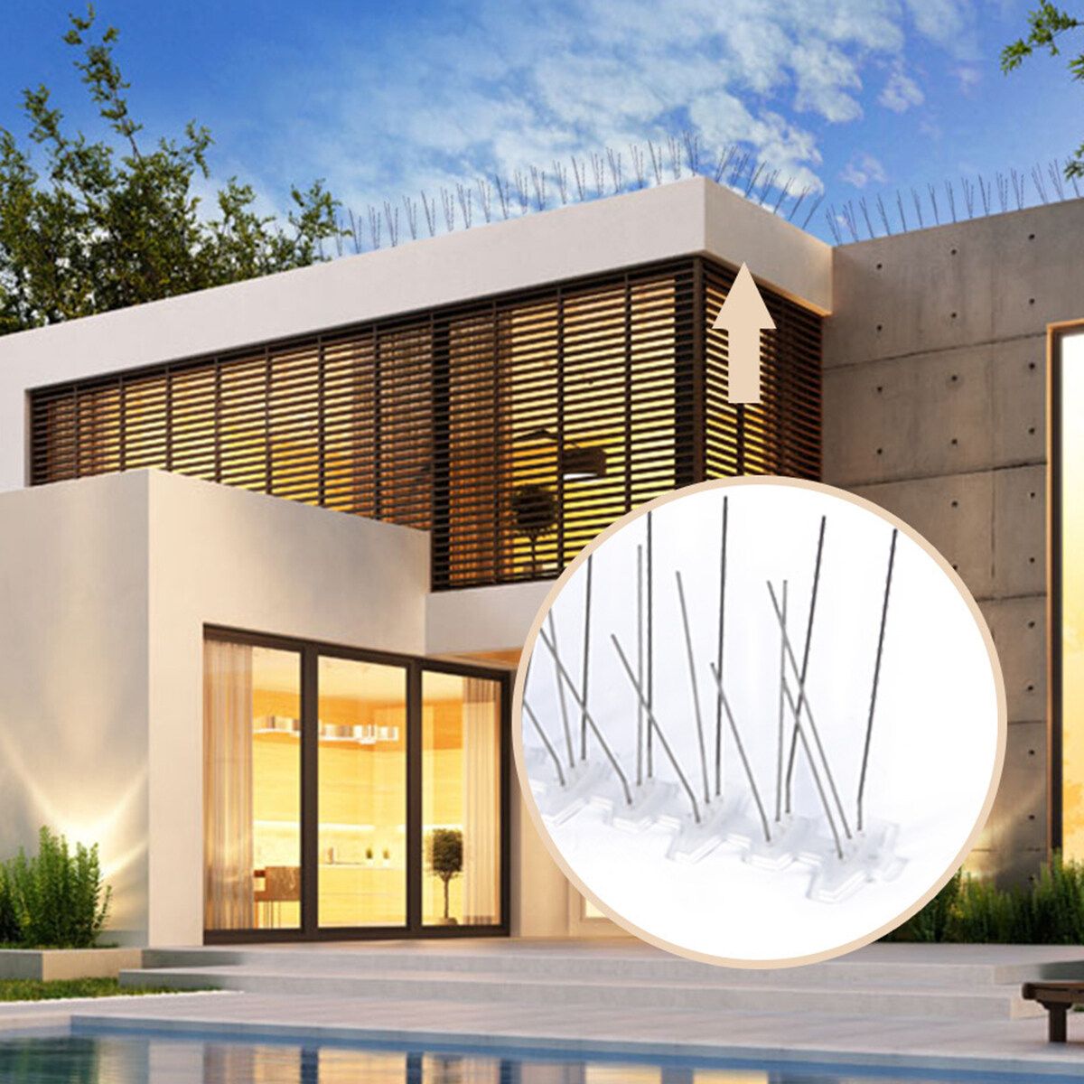 30cm(11.8") Stainless Steel Anti Bird Spike Pigeon Repellent Pest Control Garden Orchard Fence