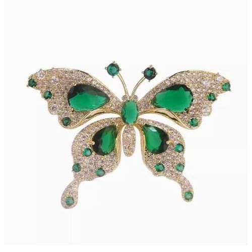 Rhinestone Broach Pin - Broches For Unisex -green