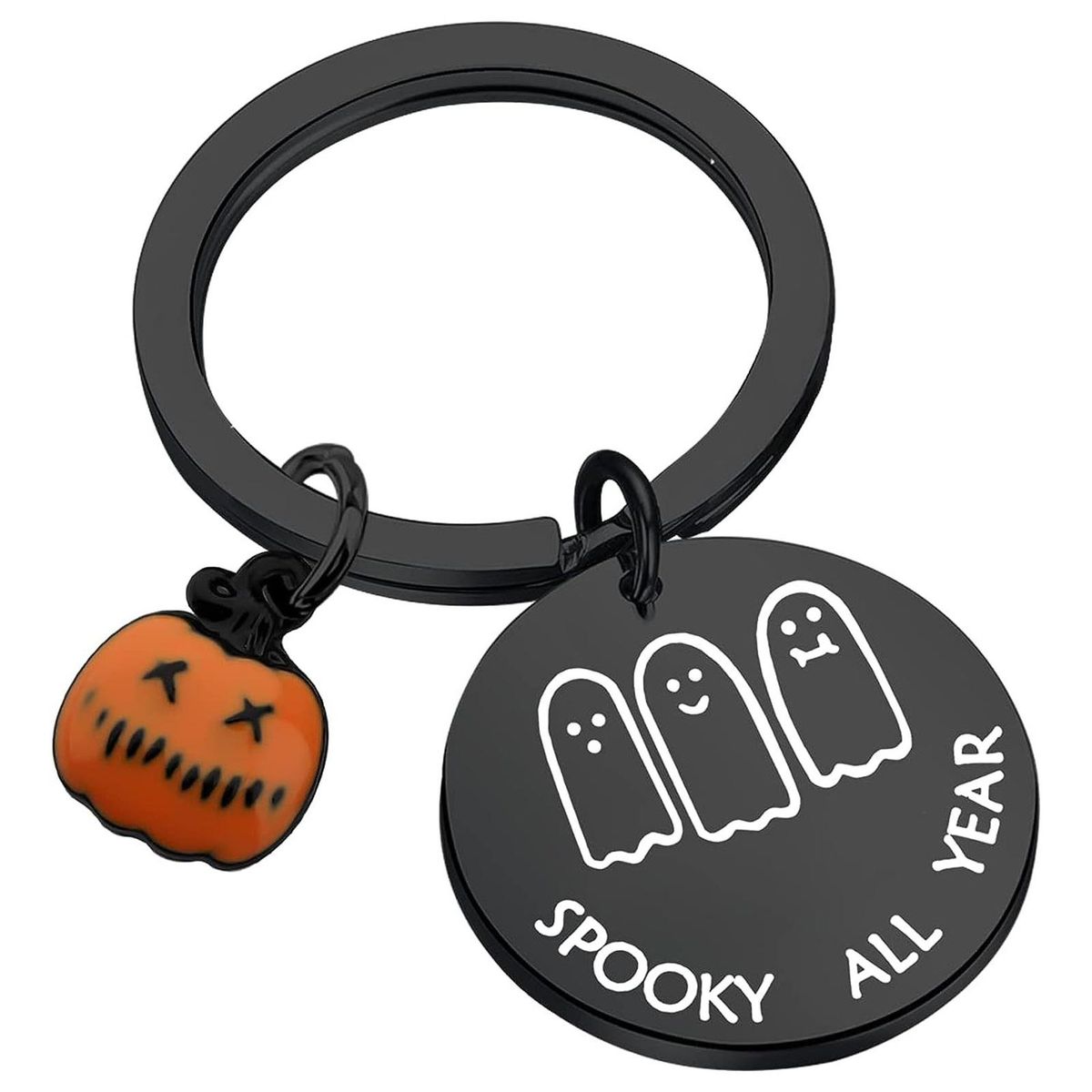 Rust-free Key Chain Spooky Stainless Steel Ghost Pumpkin for Couples Black