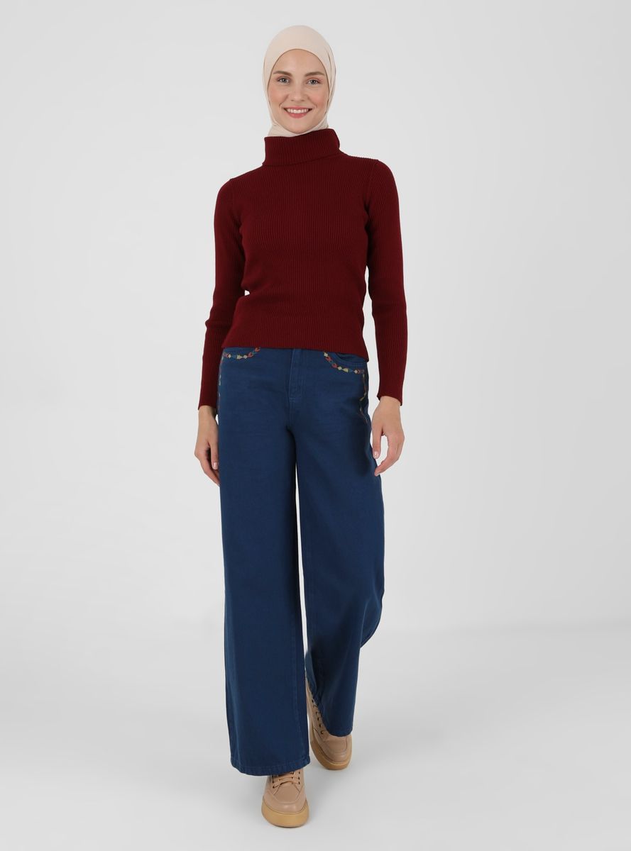 Maroon - Polo Neck - Jumper - Benin
