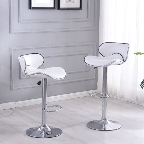 Chrome Adjustable Bar Stool - Set Of 2-white