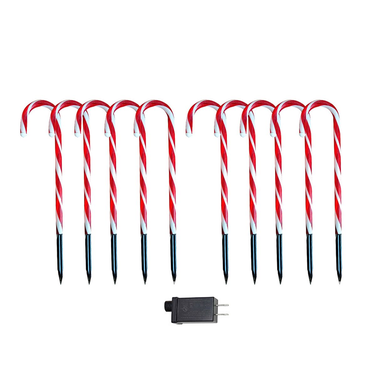 Christmas Yard Cane Lights, Candy 10 Pack Cane Pathway
