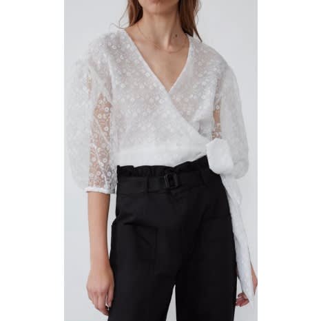 White Floral Organza Top