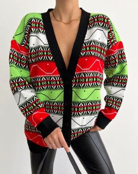 Quality Turkey Green & Red Patterned Sweat Top