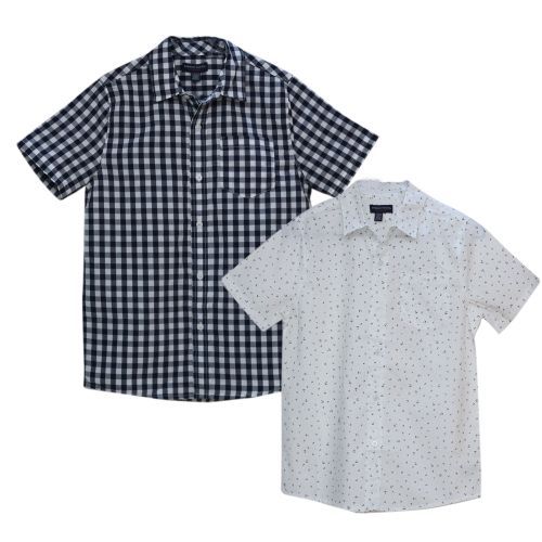2IN1 Checked Short Sleeve Shirt - White/Black