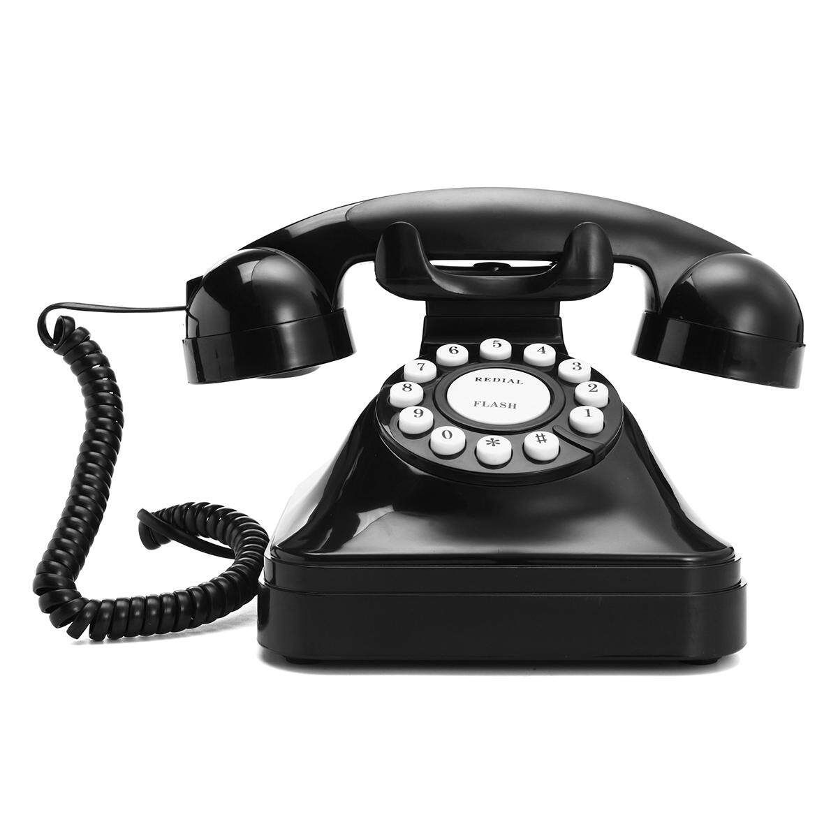 Vintage Retro Antique Phone Wired Corded Landline Telephone Home Desk Decoration Black