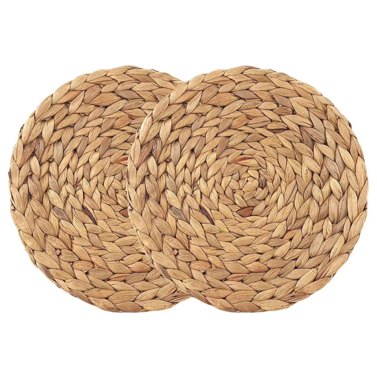 Hot Sale Natural Handmade Straw Woven Placemat Wooden Round Braided Mat Heat Resistant Hot Insulation Anti-Skidding Pad Water