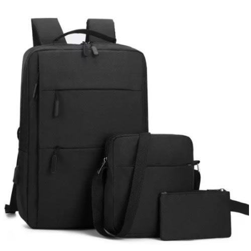 3 Set Laptop Backpack- Black