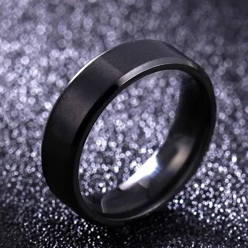 6mm Dull Polish Black Titanium Ring