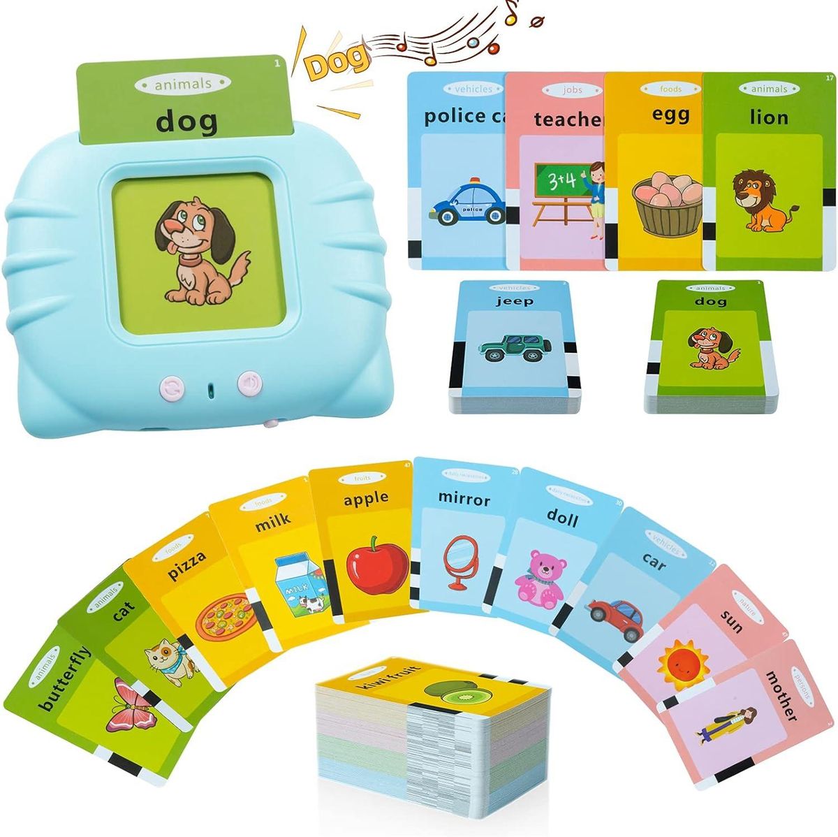 Card Early Education Learning Device, Talking Toy Flash Card for Kids Language 224 Words