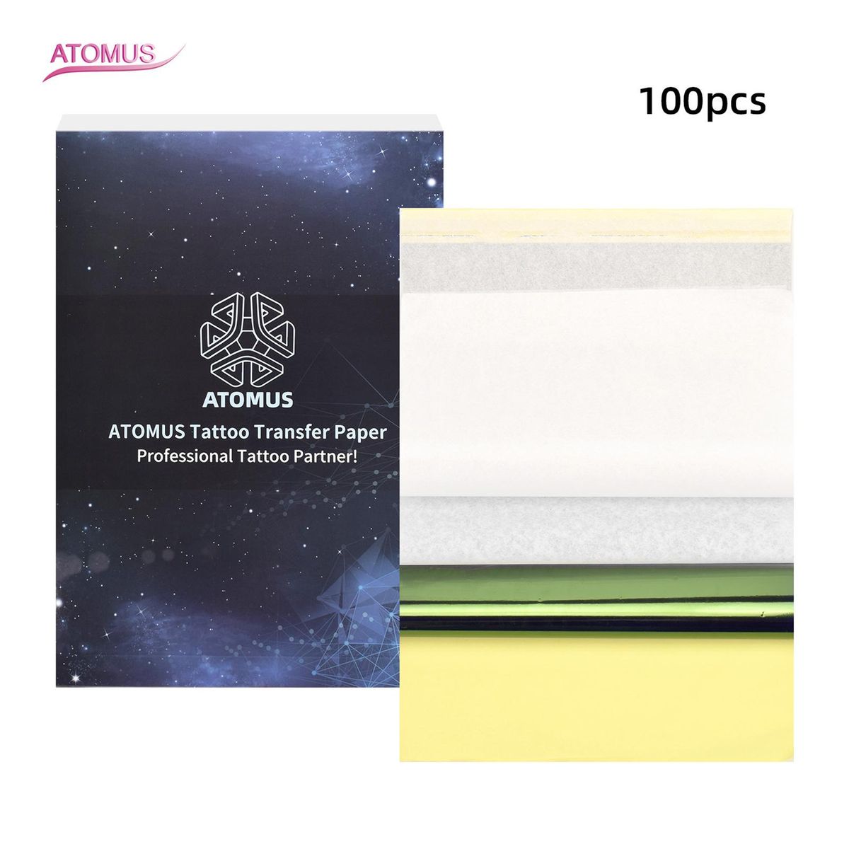 ATOMUS 100 Sheets A4 Tattoo Transfer Stencil Paper 4 Layers Tattoo Practice Paper for Tattoo Art Tattoo Supplies