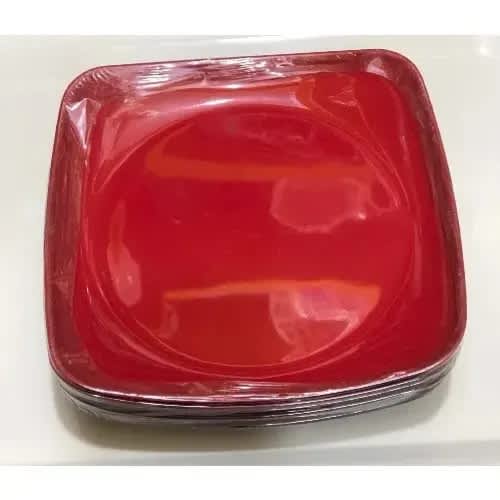 Ceramic Flat Plates - 8.2" - Set Of 6 - Red