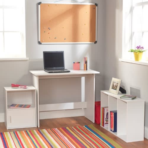 Kids Study Desk With Storage Cube And Bookshelf