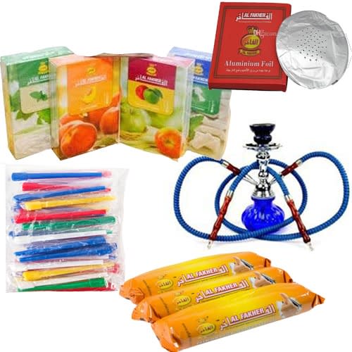 Complete Mini Double Hose Shisha Pot - Blue