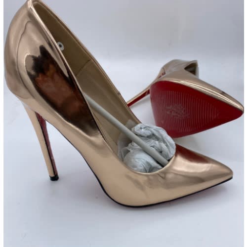 Glossy Gold Pump Court Heels