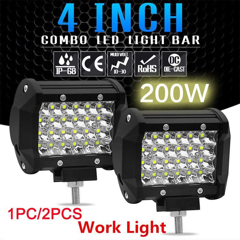 Headlights 200W 4" LED Combo Fog Lghts Work Light Bar Spotlight Off-road Driving Fog Lamp For Truck Boat ATV Led Bar 1PC