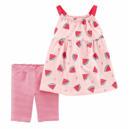 Baby Girl 2 Piece Watermelon Top & Striped Short Outfit Set