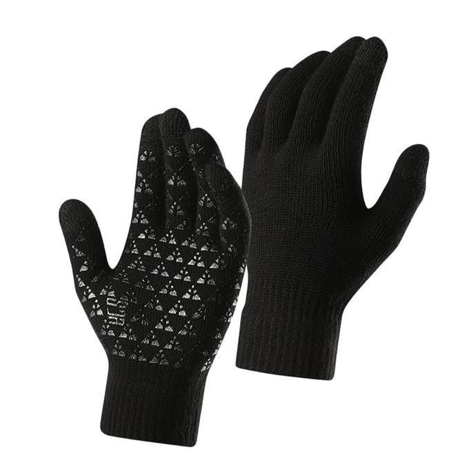 Winter Knit  Touchscreen Soft Lining Elastic Cuff Hands Black